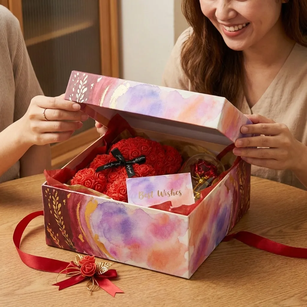 Valentines Day Flower Rose Bear Gift  For Women,Birthday, Anniversary