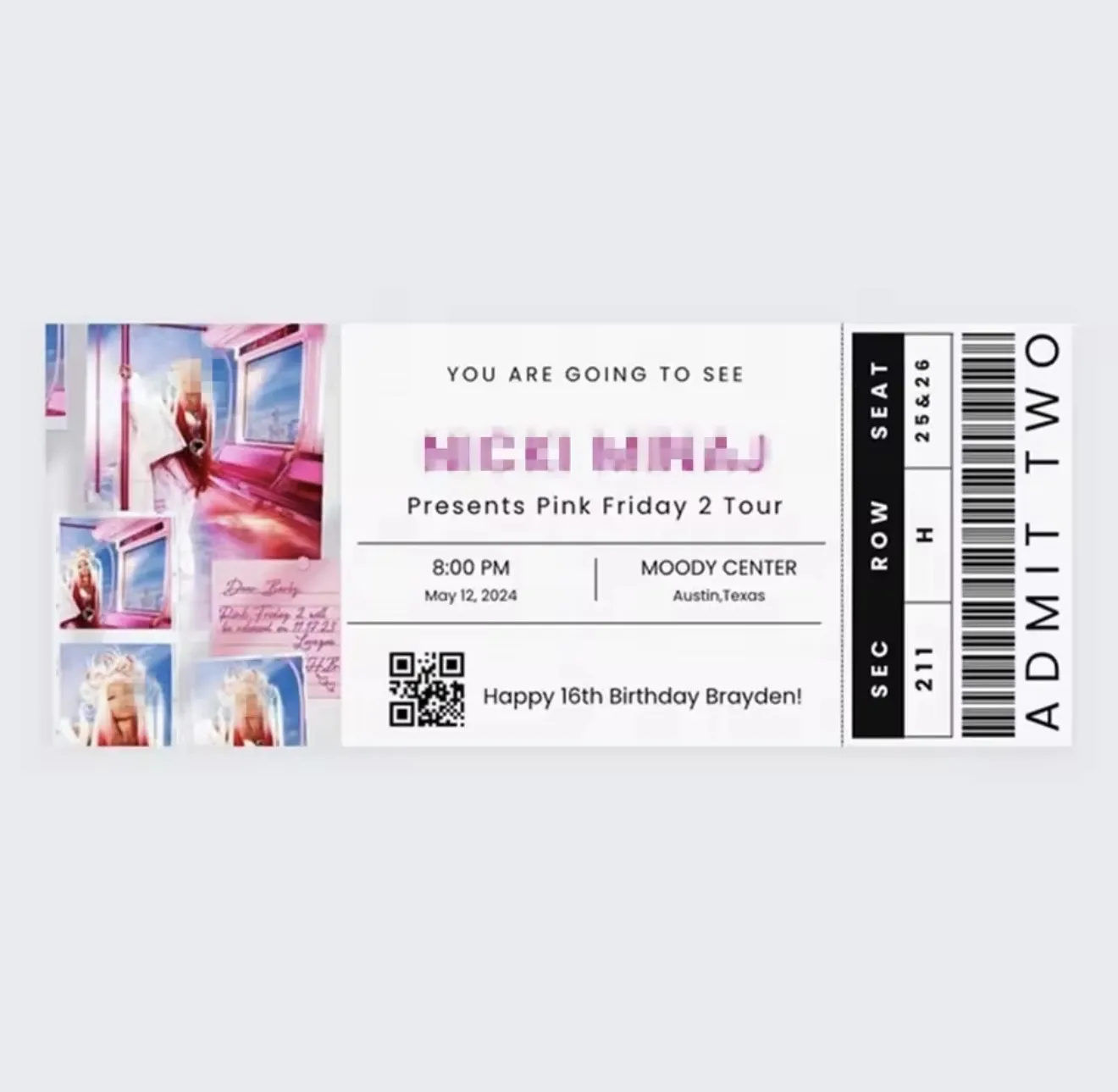 Customized Concert Tickets